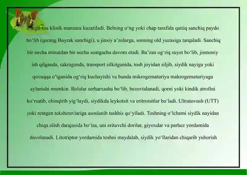 BUYRAKLARDATOSHLARINI HOSIL BO'LISHI SABABLARI VA MEXANIZMLARI 3