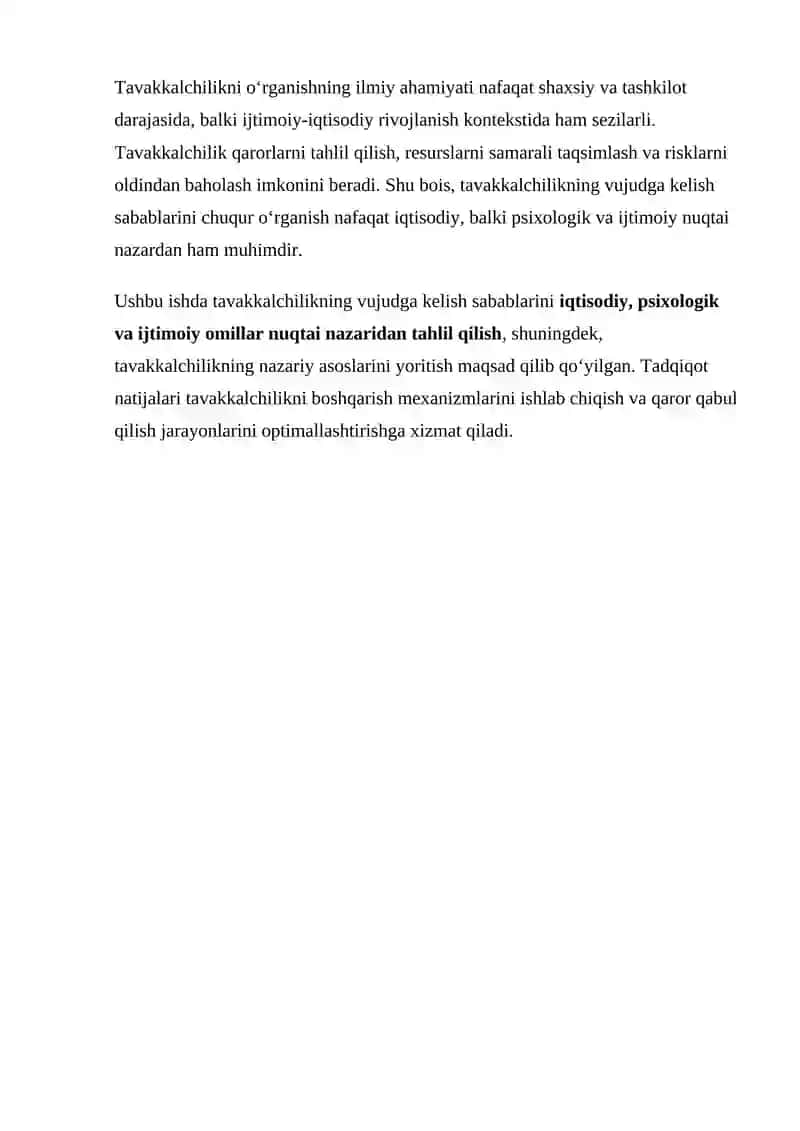 Tavakkalchilikning Vujudga Kelish Sabablari 3