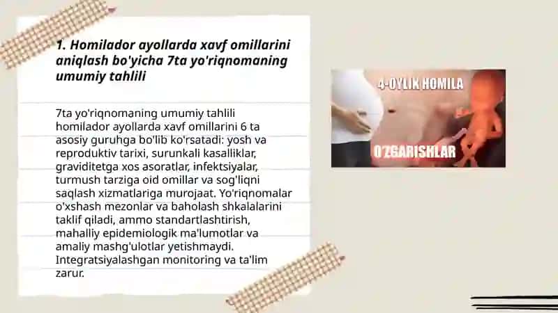 Homilador ayollarda xavf omillarini aniqlash bõyicha 7ta yõriqnoma 3