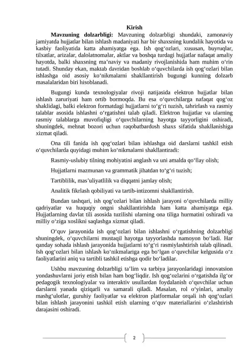 10-sinf ona tili darslarida o'quvchilarni ish qogʻozlari bilan ishlashga o'rgatish usullari 3