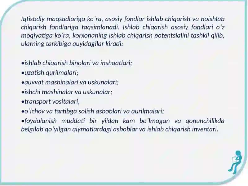 KORXONANING ASOSIY FONDLARI VA ISHLAB CHIQARISH QUVVATI 3