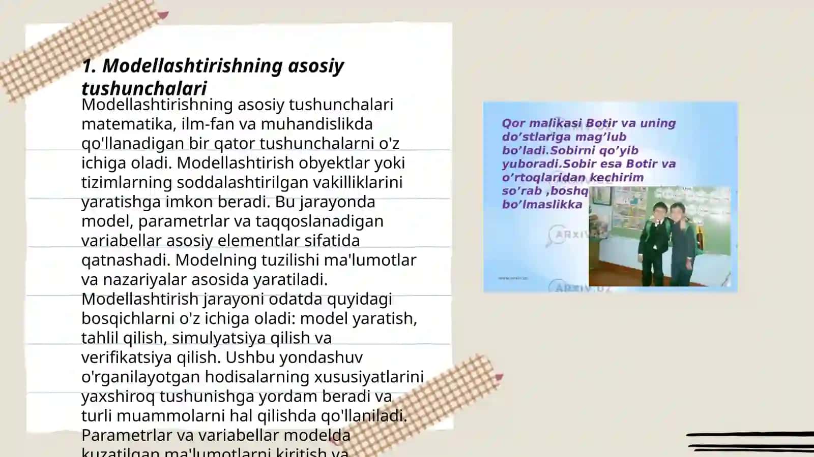 Modellashtirish va andoza tayyorlash bir soatlik dars ishlanmasi 3