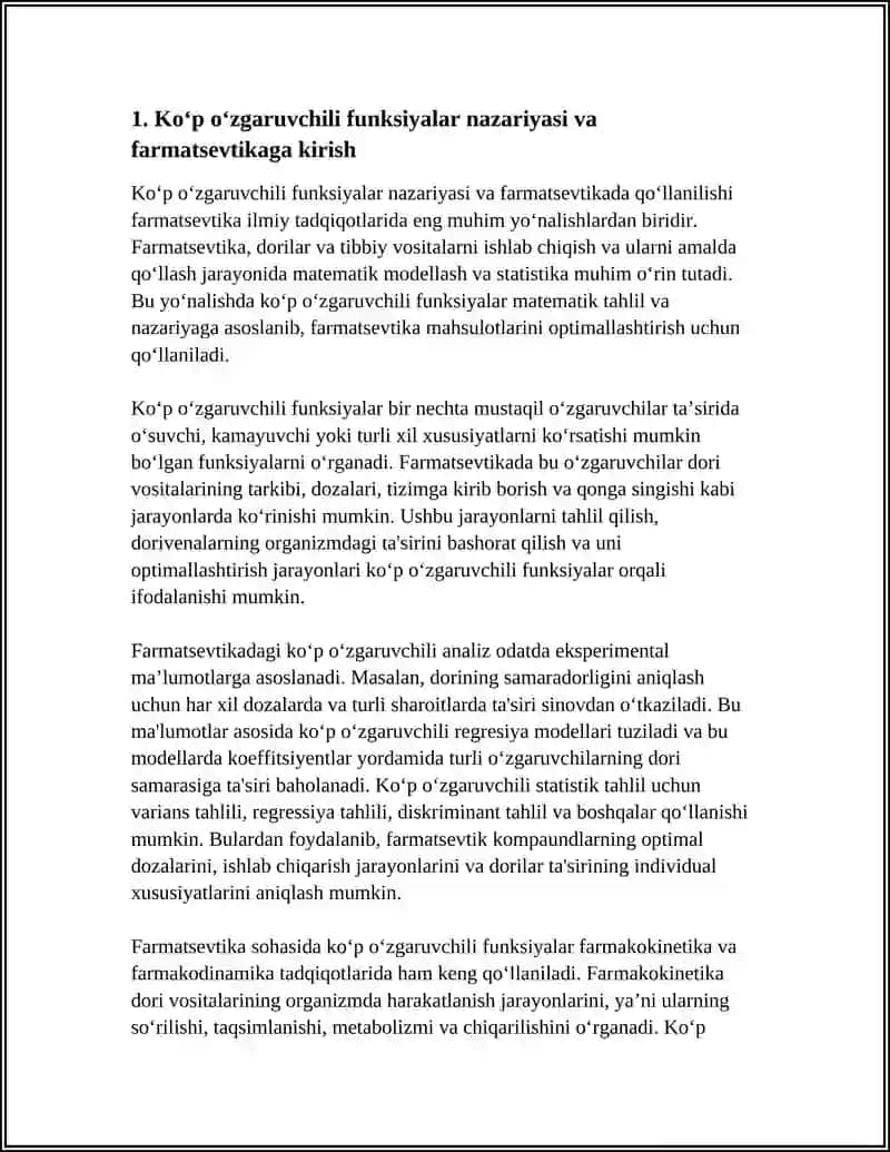 Ko‘p o‘zgaruvchili funksiyalar nazariyasi va farmatsevtikaga kirish 3