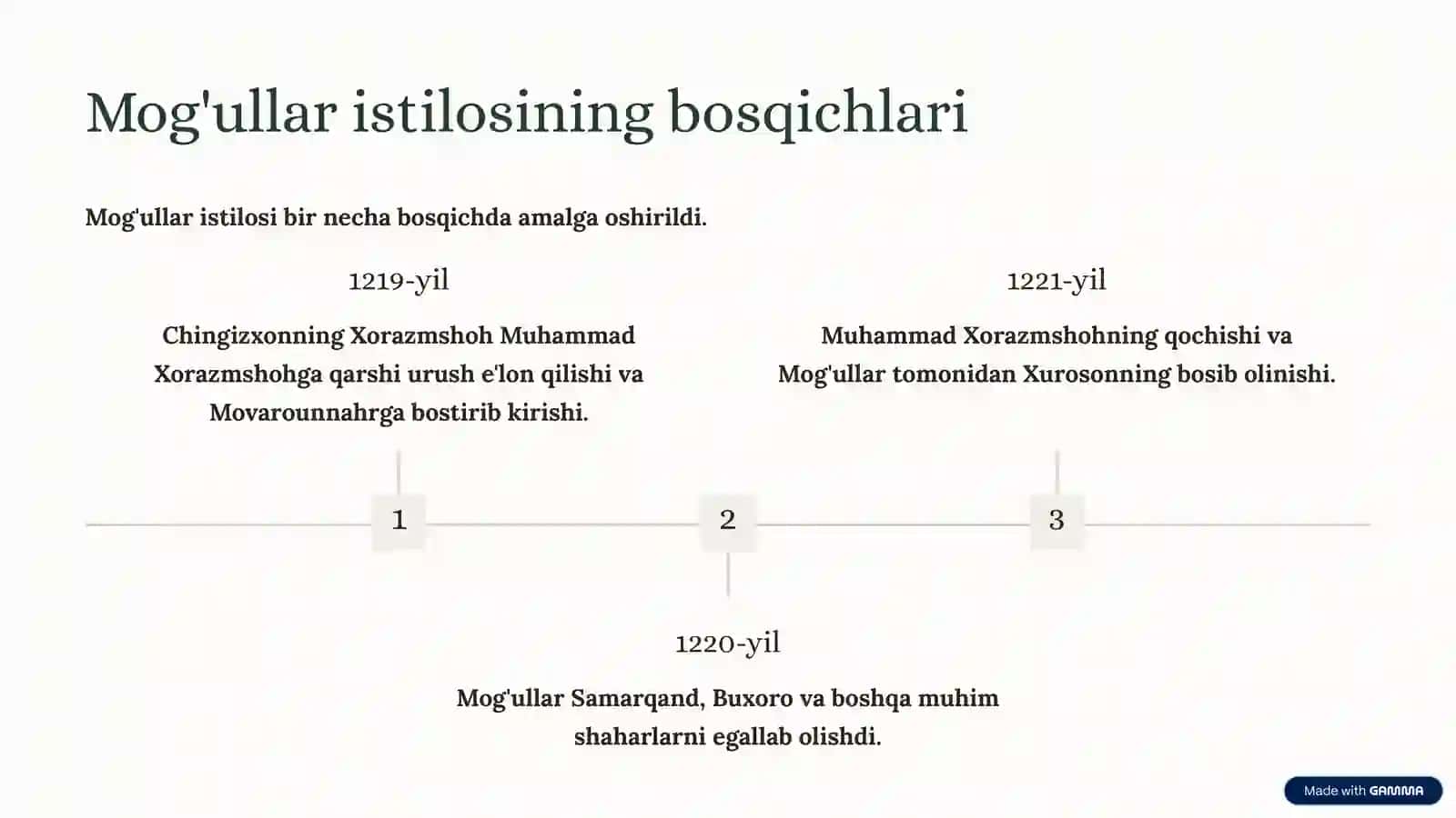 Movarounnahr va Xurosonning Mog'ullar tomonidan Bosib Olinishi mavzusida tayyor taqdimot 3
