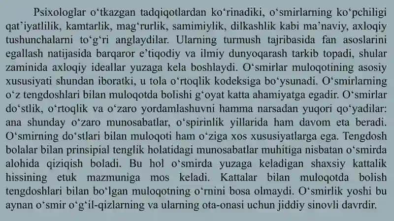 O’smirlik davrida muloqotning o’ziga xosligi 3