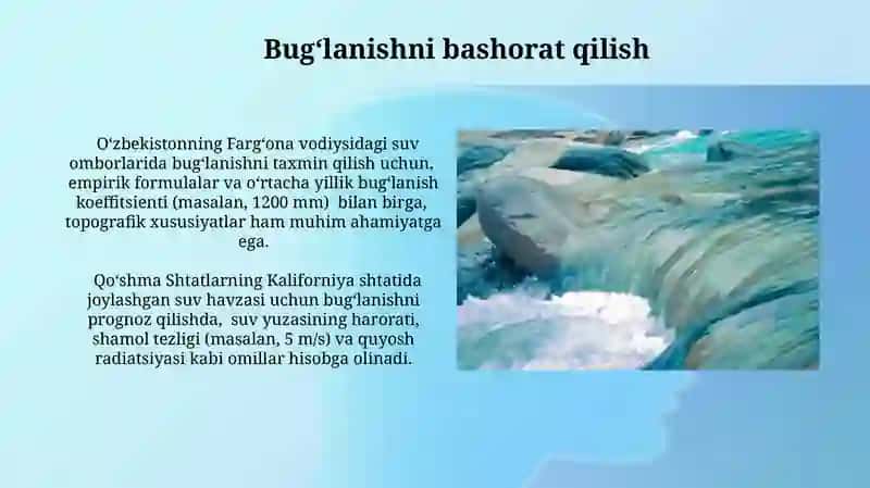 Suv yuzasida bõladigan bug'lanishni aniqlash usullari 3