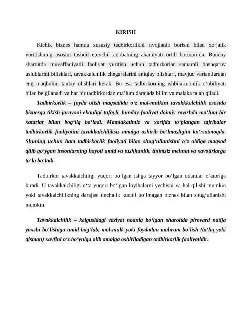 "MIKROIQTISODIYOT" FANIDAN "TADBIRKORLIK SHAKLLARI VA ULARNING XUSUSIYATLARI" 3