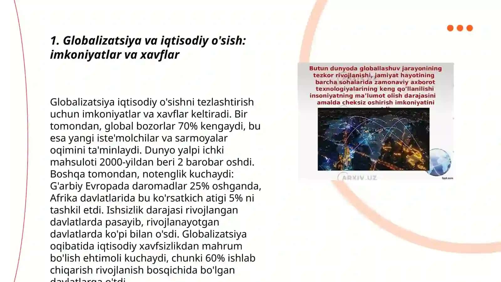 Globalizatsiya va iqtisodiy o'sish: imkoniyatlar va xavflar 3