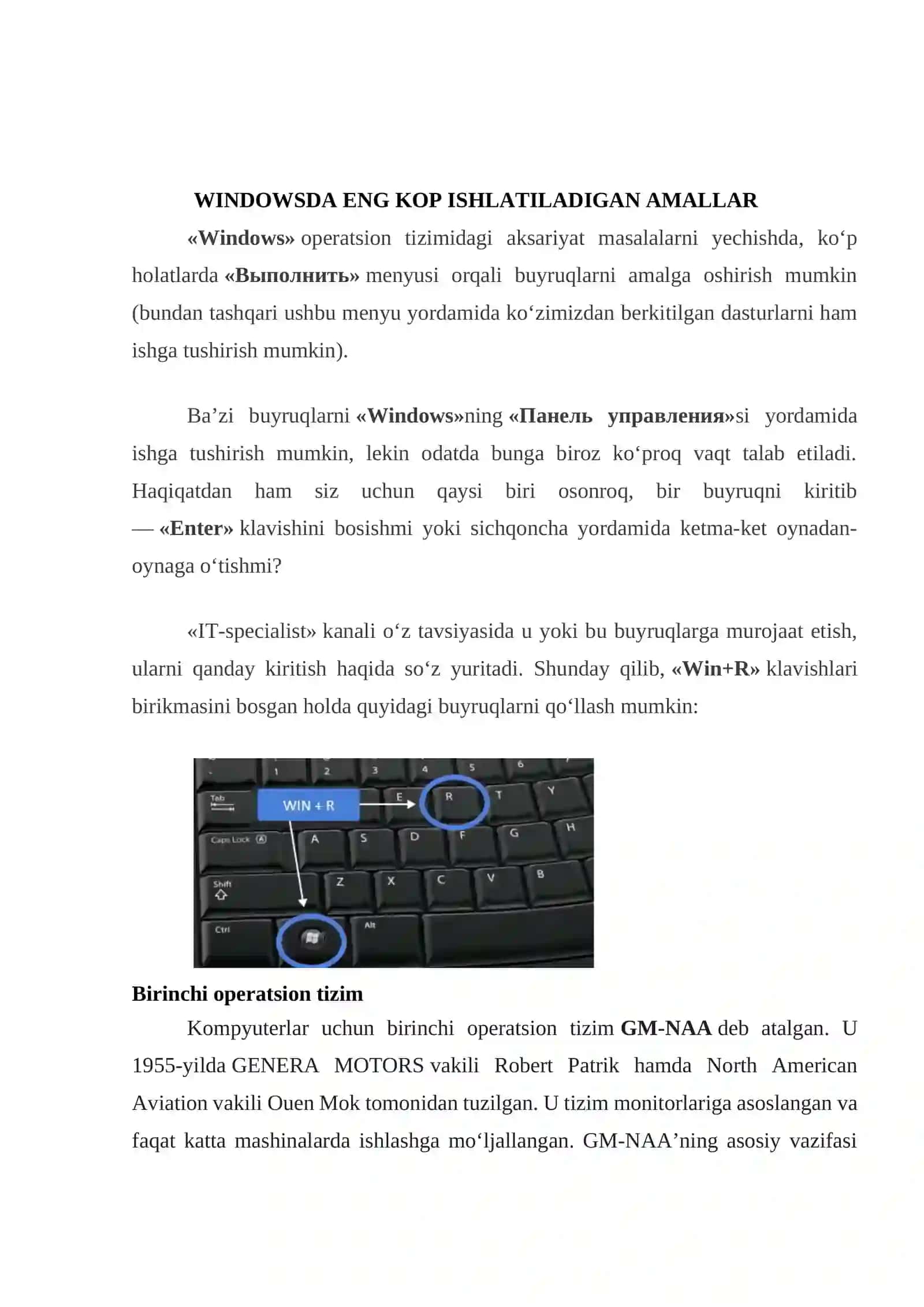 WINDOWS OPERATSION TIZIMU HAQIDA 3