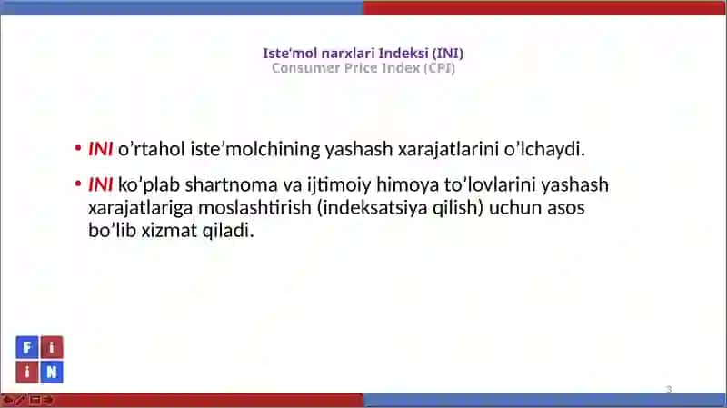 Iste’molchinarxlariindeksi(INI -CPI) 3