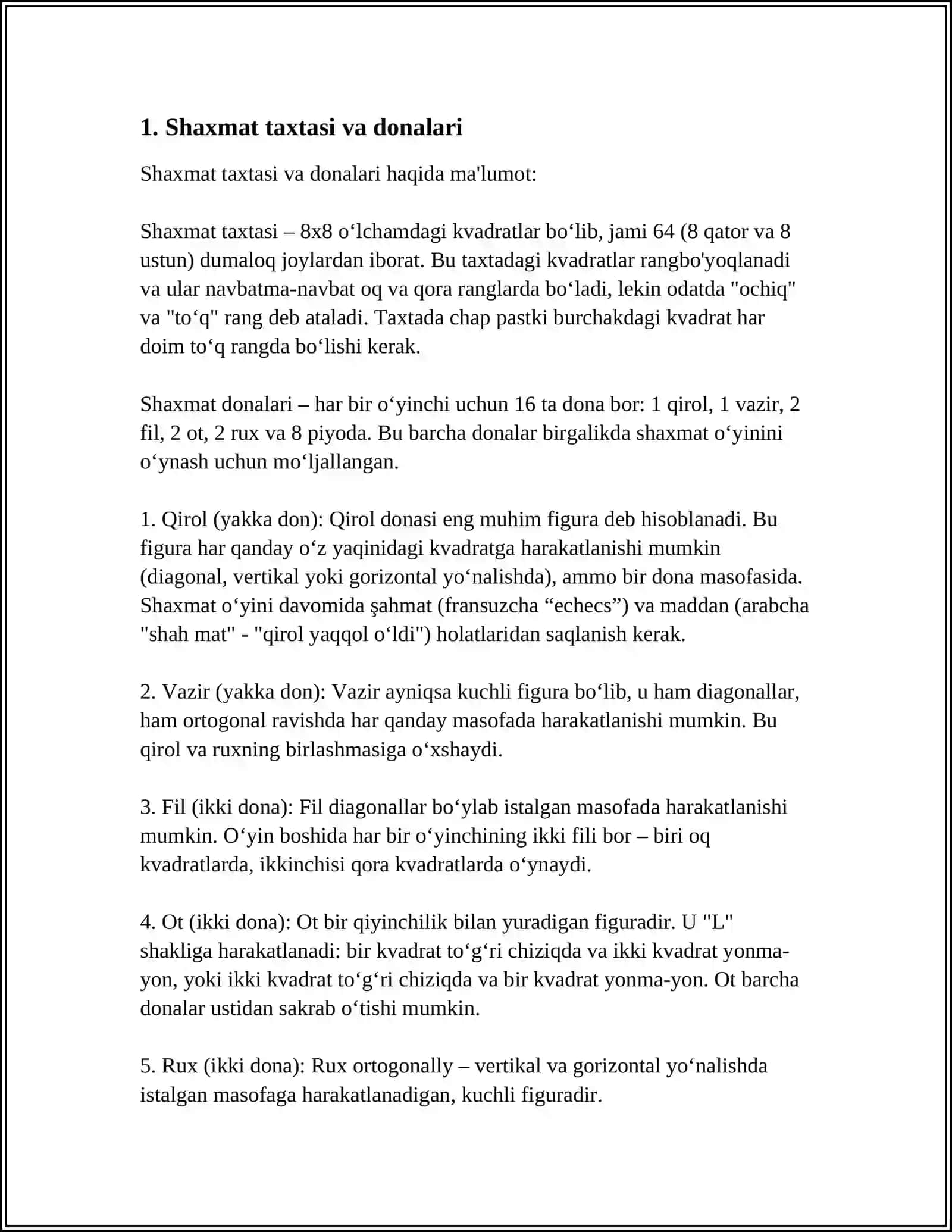REFERAT Mavzu: SHAXMAT 3