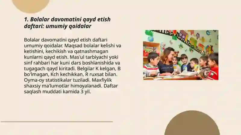 Bolalar davomatini qayd etish daftari: umumiy qoidalar 3