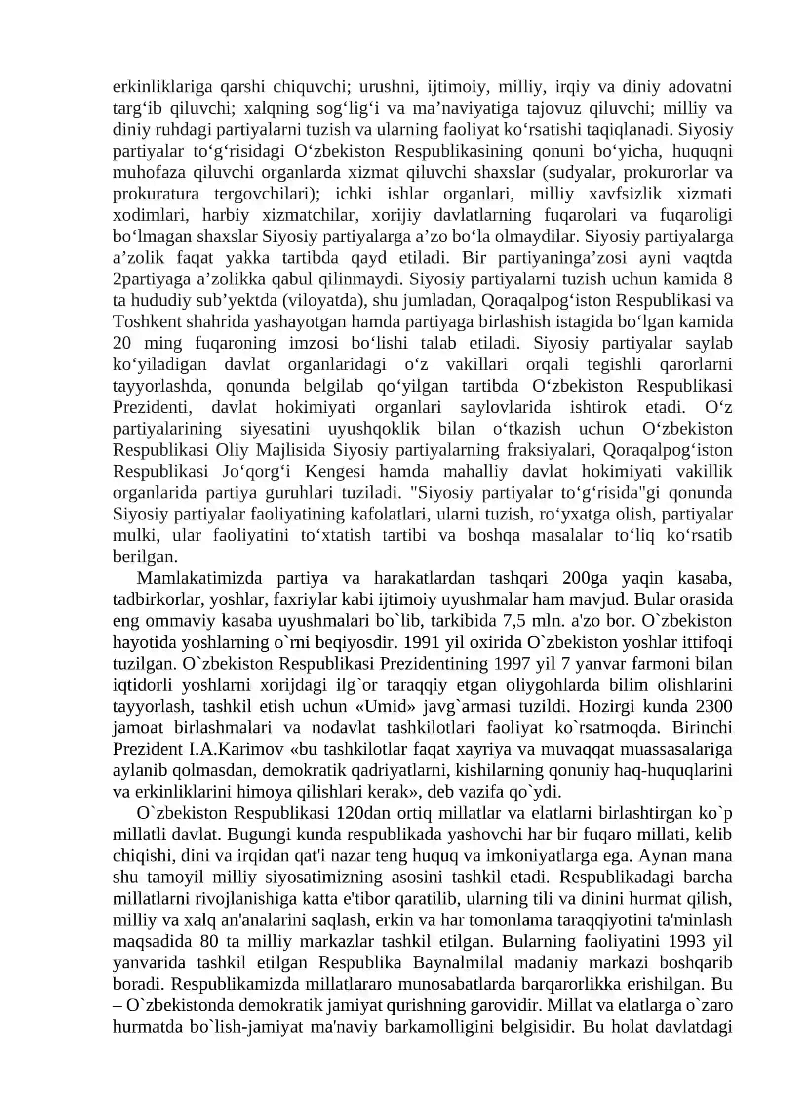 O‘ZBEKISTONDA DEMOKRATIK, FUQAROLIK JAMIYATI ASOSLARINING SHAKLLANISHI, AMALGA OSHIRILGAN SIYOSIY ISLOHOTLAR 3