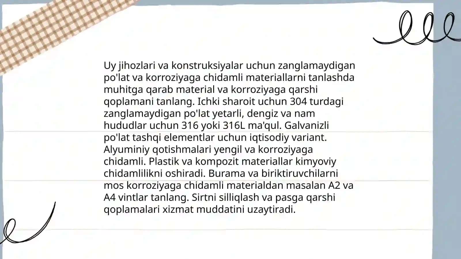 Uyda korroziyani kamaytirish usullari 3