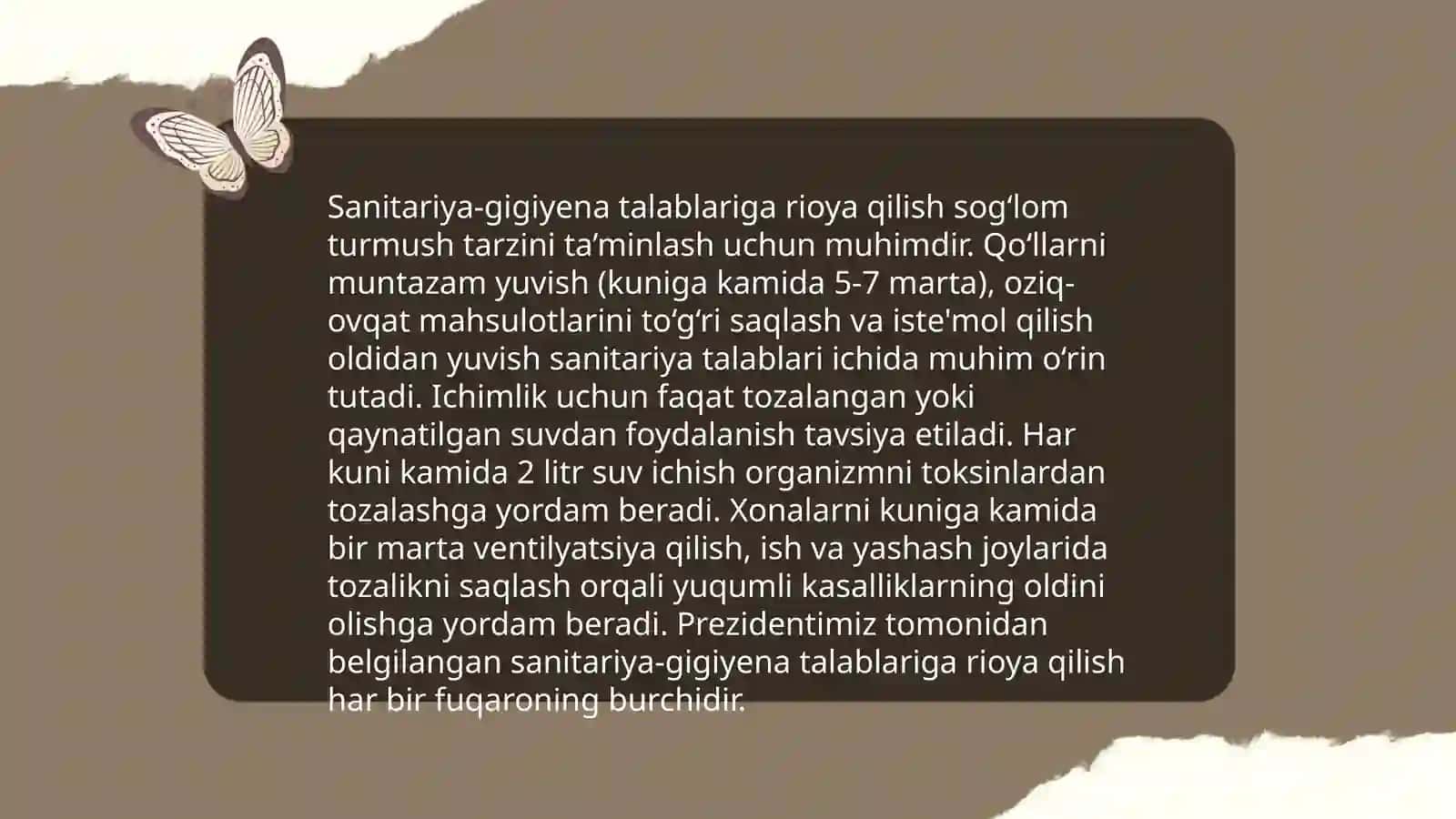 Korxonada sanitariya maishiy bino va xonalarga qòyiladigan talablar 3