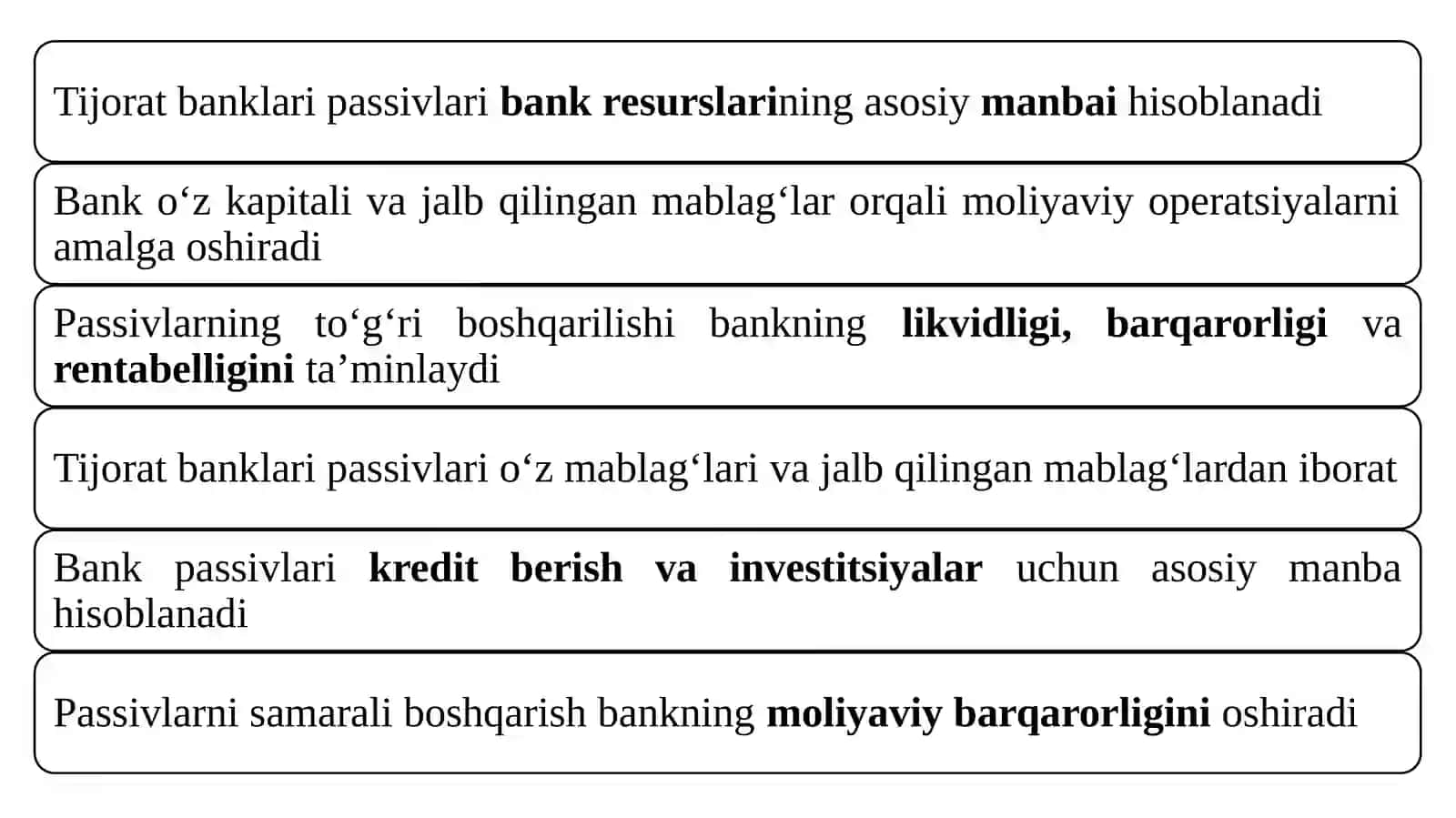 Tijorat banklari passivlari tarkibi va ularni joylashishi 3