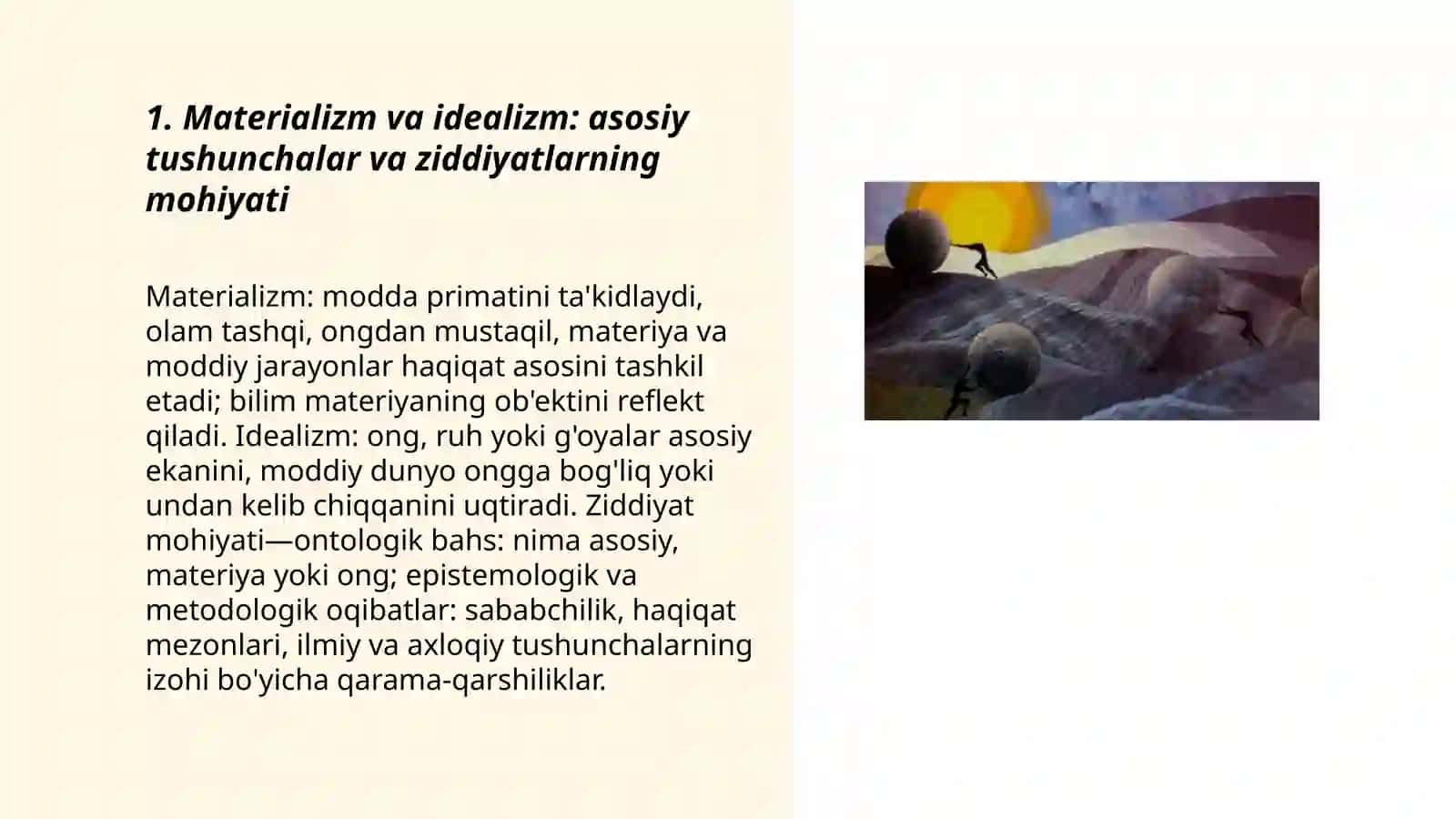 Falsafada materializm va idealizm oqimlari orasidagi ziddiyat 3