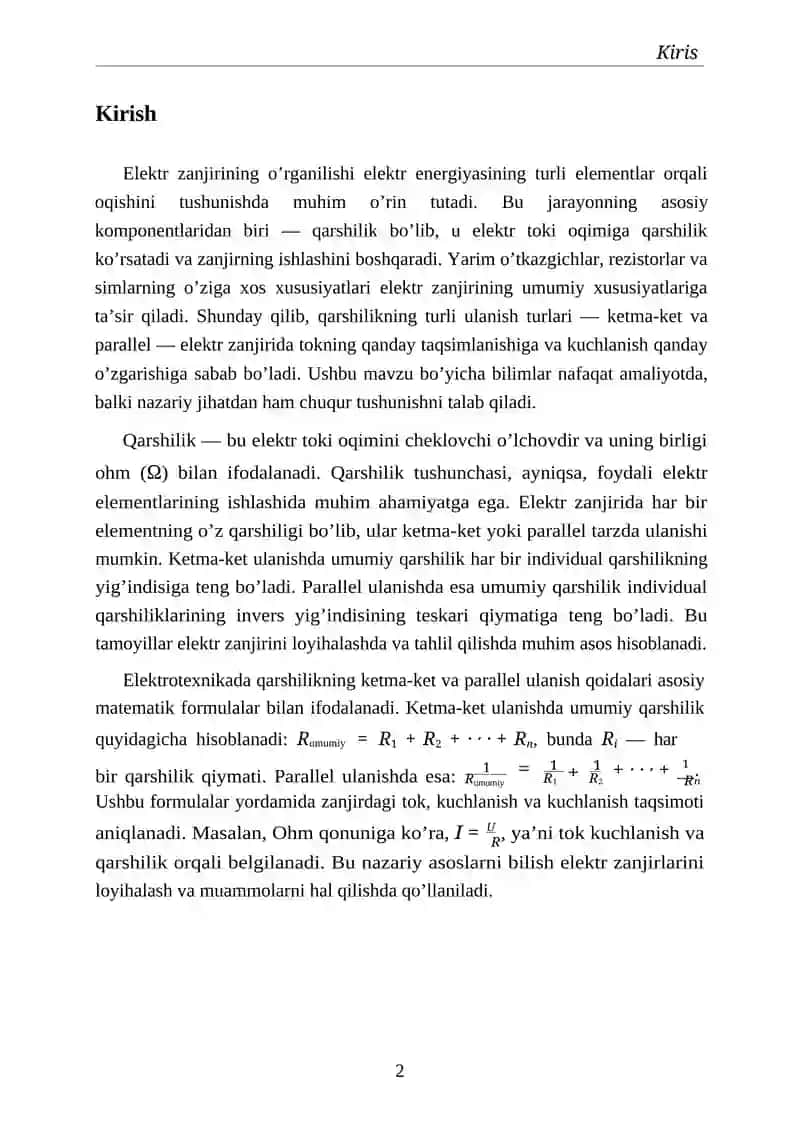 Elektr zanjirlarida qarshiliklarning ketma-ket va parallel ulanishi 3