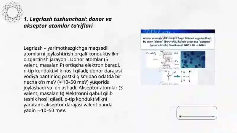 Legrlangan yarimotkazgichlarda donor va akseptor atomlarning roli 3