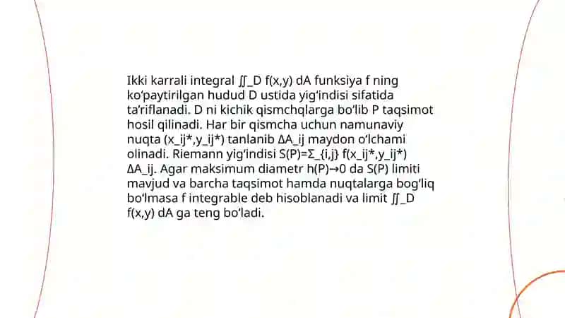 Ikki karrali integralni hisoblash usullari 3