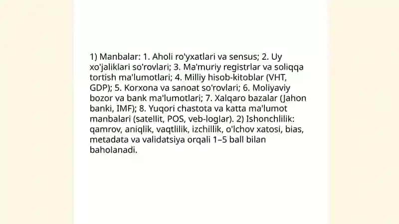 Ekonometrik modellarning axborot taminoti 3
