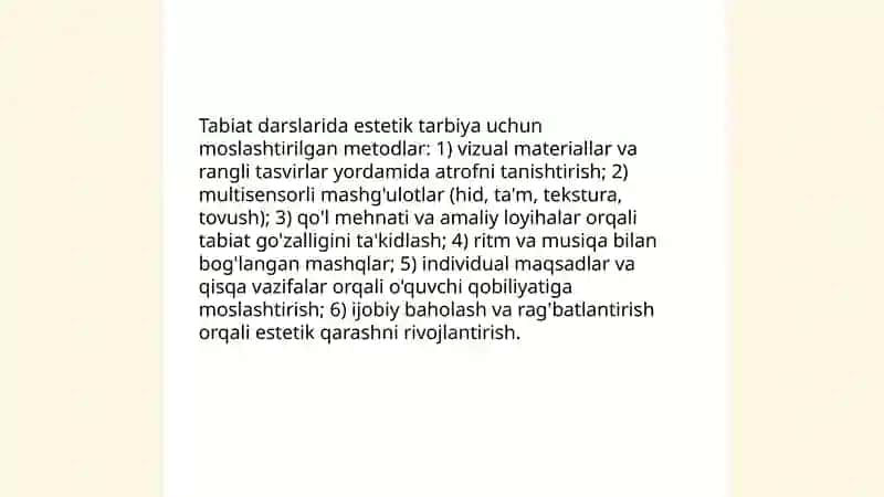 Tabiat darslarida estetik tarbiya 3