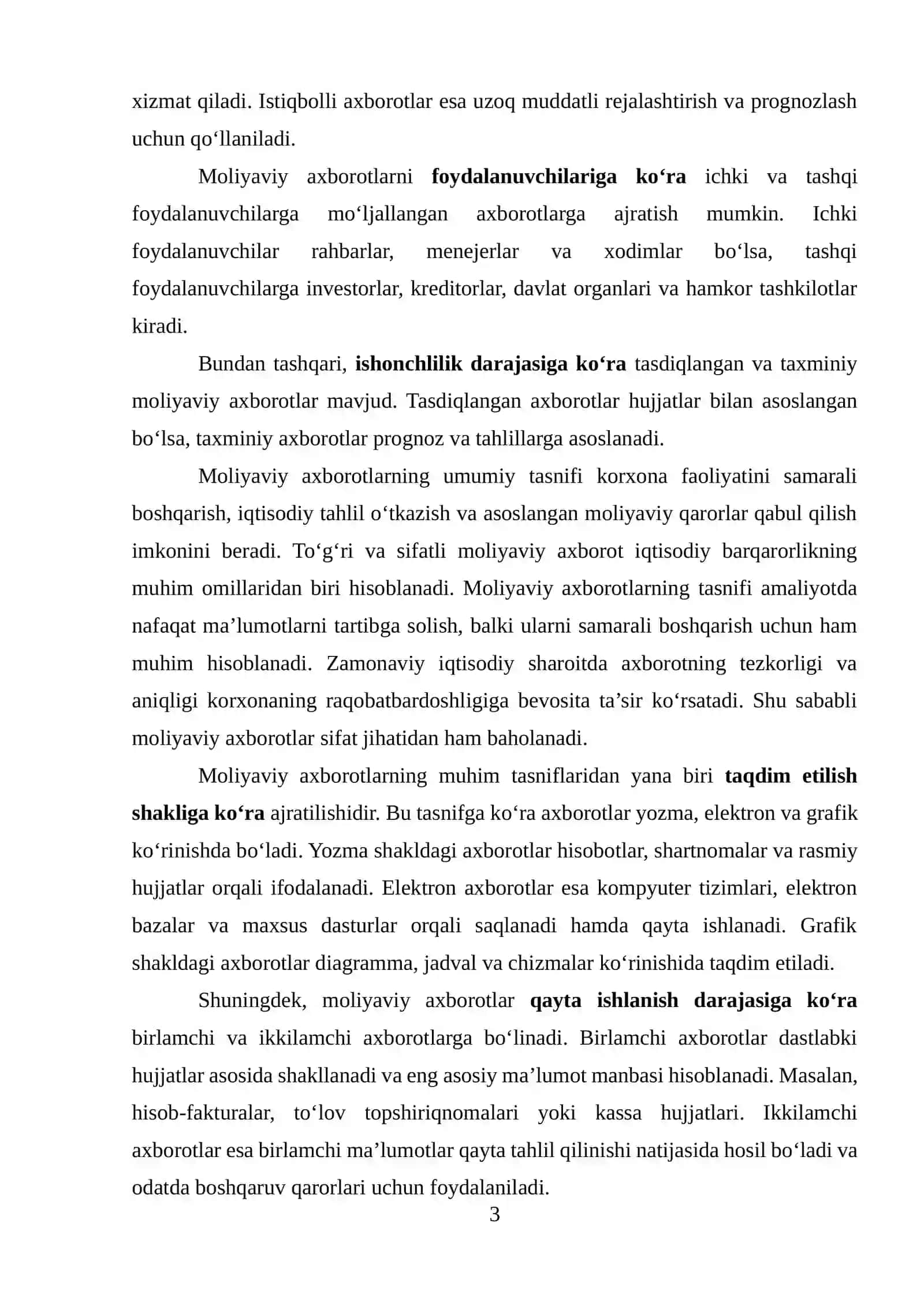 MOLIYAVIY AXBOROTLARNING UMUMIY TASNIFI 3