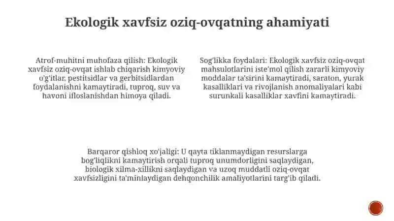 Ekologik Havfsiz Tabiiy Oziq-Ovqatlarni Mahsulotlarining Ahamiyati 3
