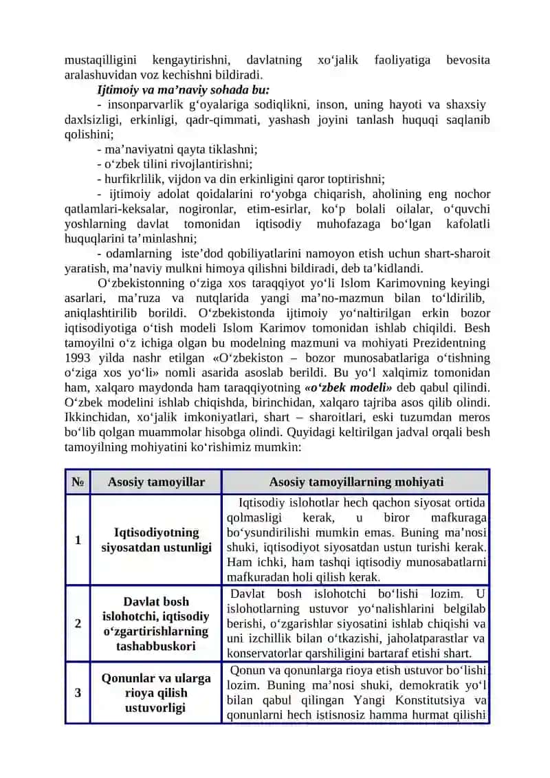 O‘zbekistonning o‘ziga xos istiqlol va taraqqiyot yo‘li 3