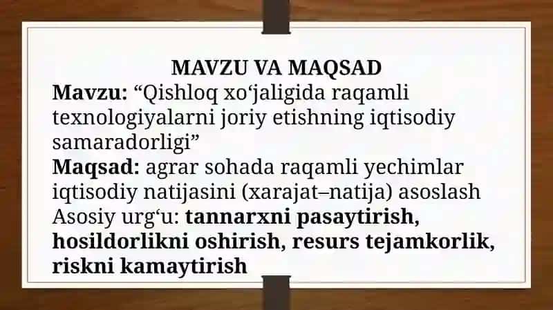 “Qishloq xoʻjaligida raqamli texnologiyalarni joriy etishning iqtisodiy samaradorligi” 3