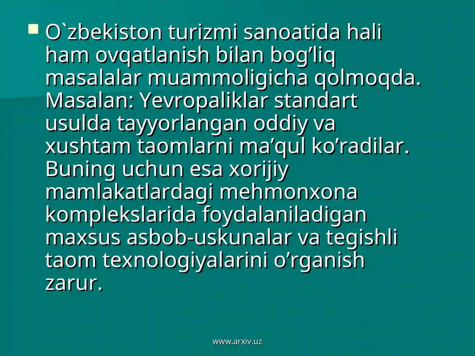 Turizm sohasidagi muammolar va ularni bartaraf etish 3