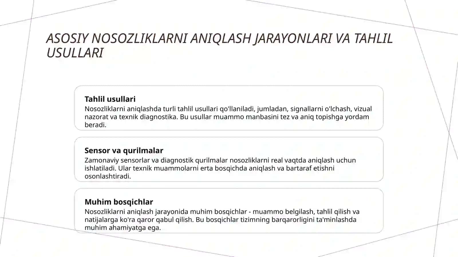 Asosiy nosozliklarni bartaraf etish 3