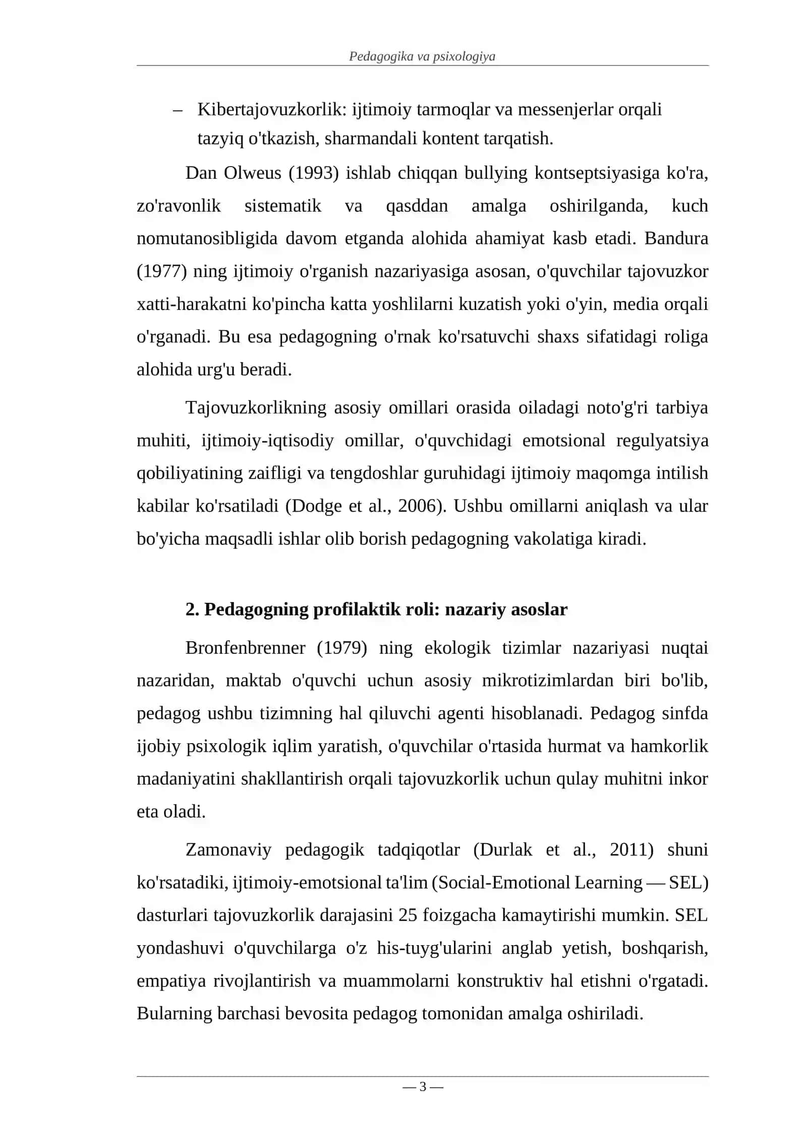 MAKTAB MUHITIDA O'QUVCHILAR ORASIDAGI TAJOVUZKORLIKNING OLDINI OLISHDA PEDAGOGNING ROLI 3