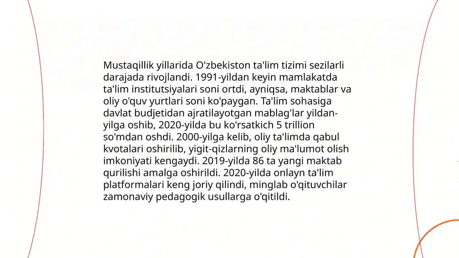 O'zbekiston respublikasida ta'lim sohasida amalga oshirilgan islohatlar 3