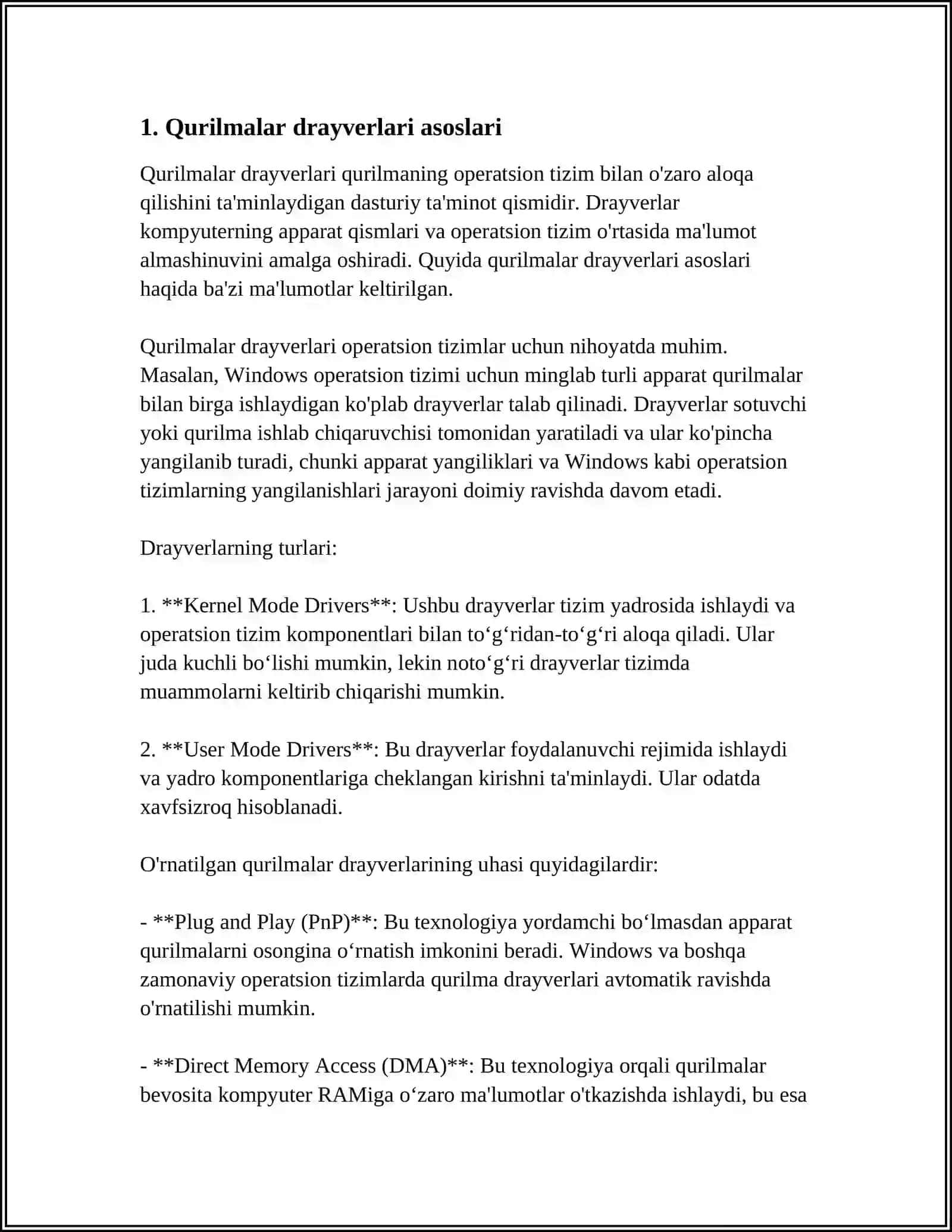 O‘RNATILGAN TIZIMLARDA QURILMALAR DRAYVERI 3