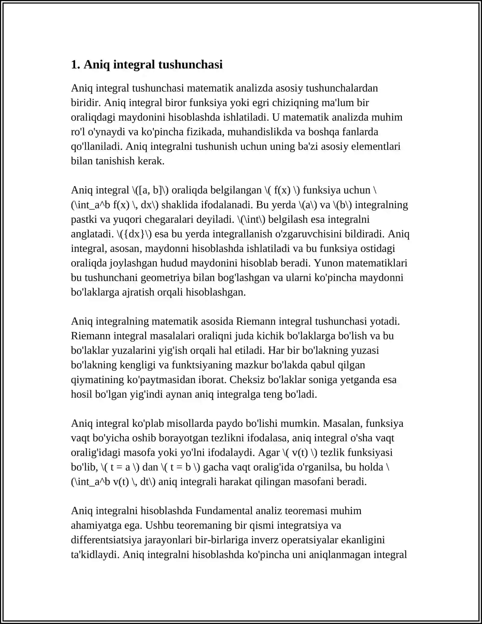 ANIQ INTEGRALNI HISOBLASH DASTURINI TUZISH 3