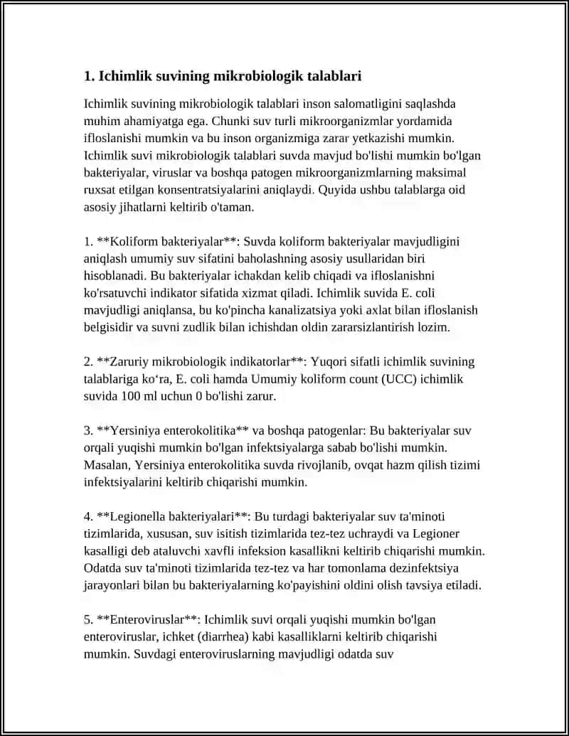 Ichimlik Suvining Mikrobiologik Talablari 3