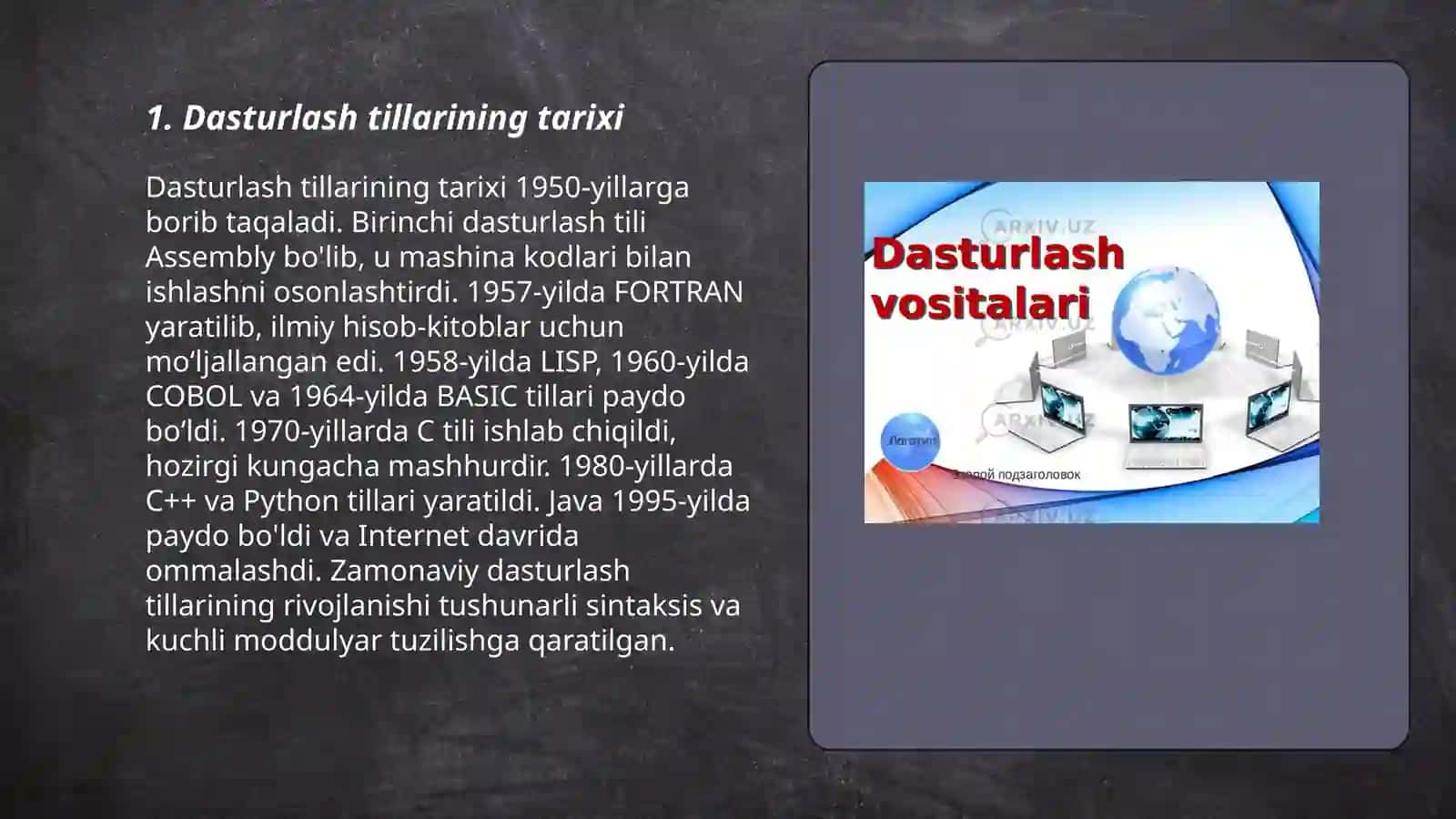 Dasturlash tillarini taqqoslash 3