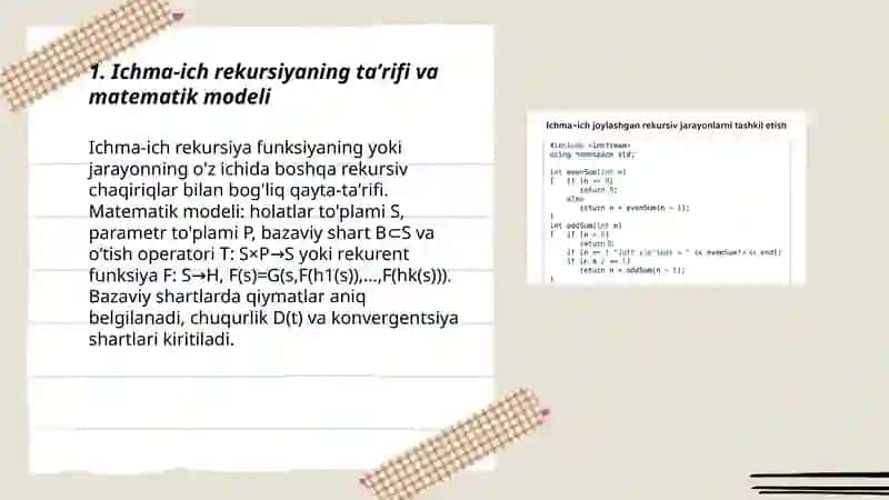 Ichma-ich rekursiyaning taʼrifi va matematik modeli 3
