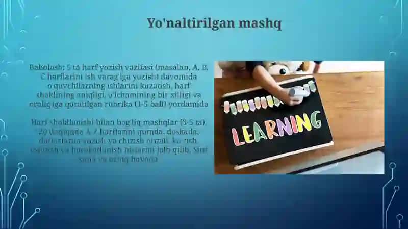 Savod orgatishning asosiy davri yangi harf organiladigan oqish dars ishlanmasi 3