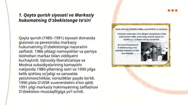 O'zbekistondagi Ijtimoiy-Siyosiy Vaziyat during "Qayta Qurish" Years 3