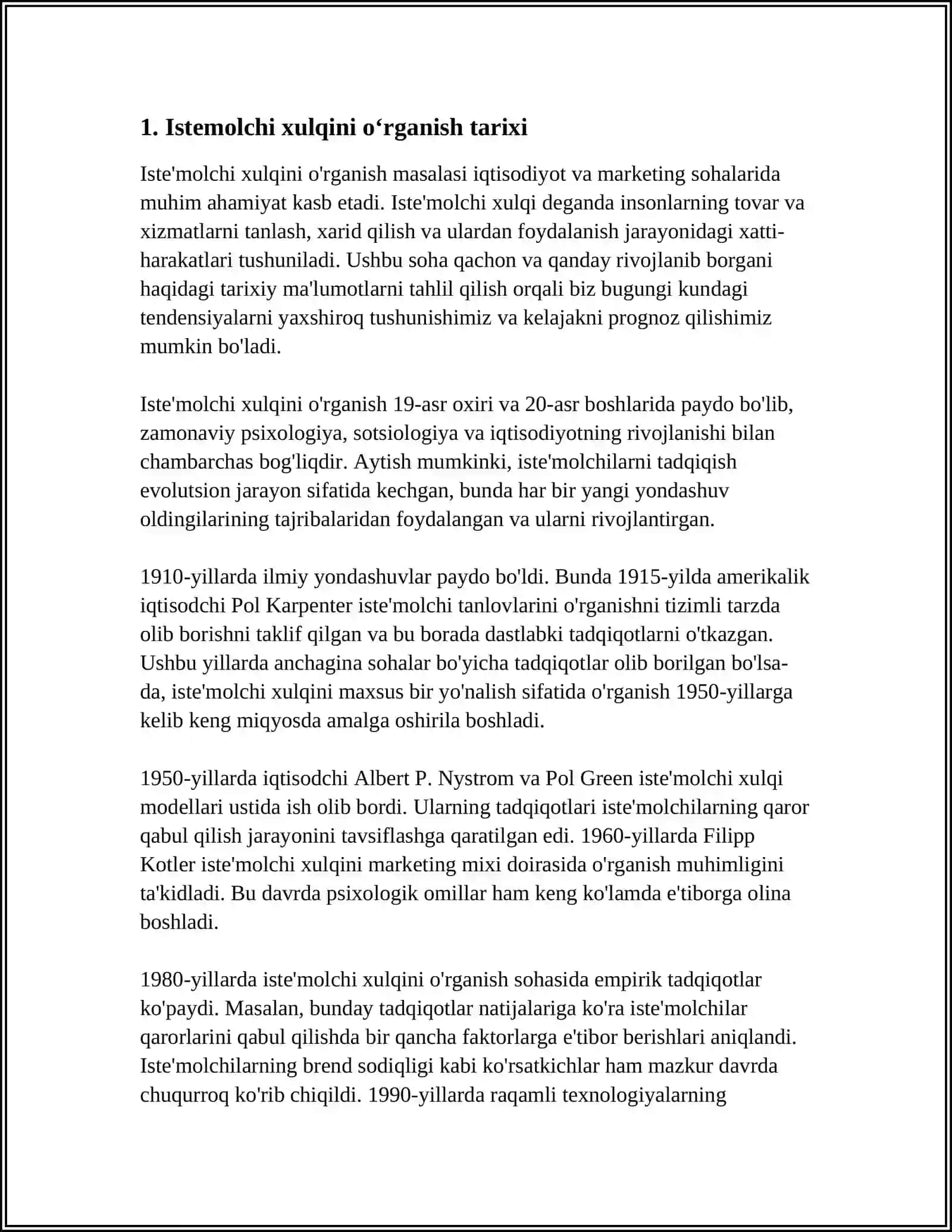 MUSTAQIL ISH Mavzu: ISTE'MOLCHI XULQI NAZARIYASINING ASOSIY HOLATI 3
