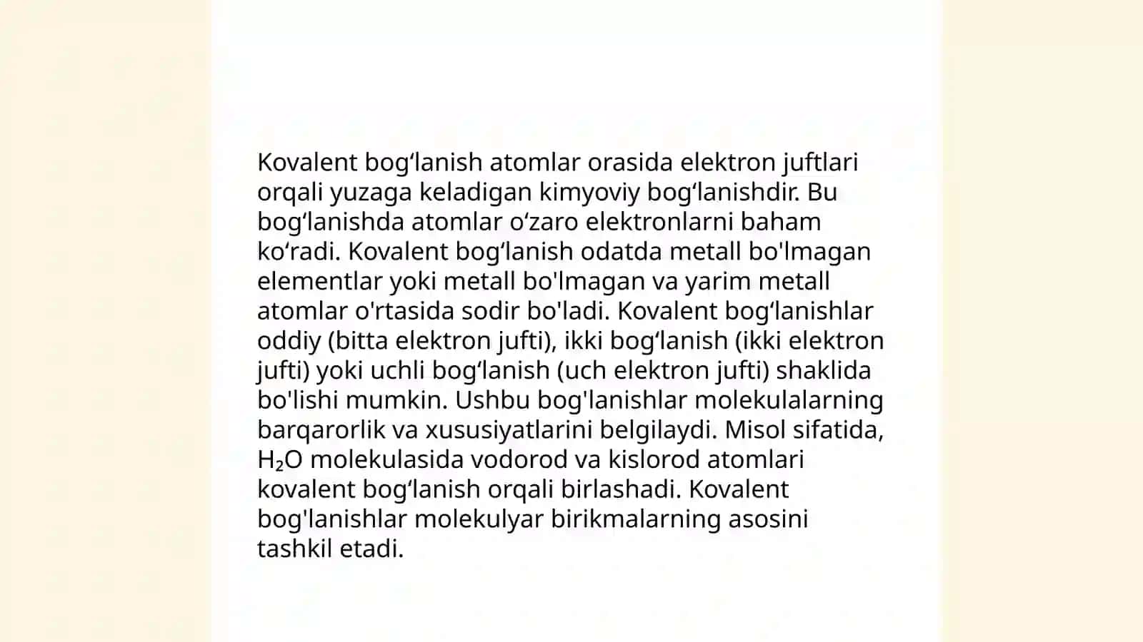 Kovalent bogʻlanishning turlari va xossalari 3
