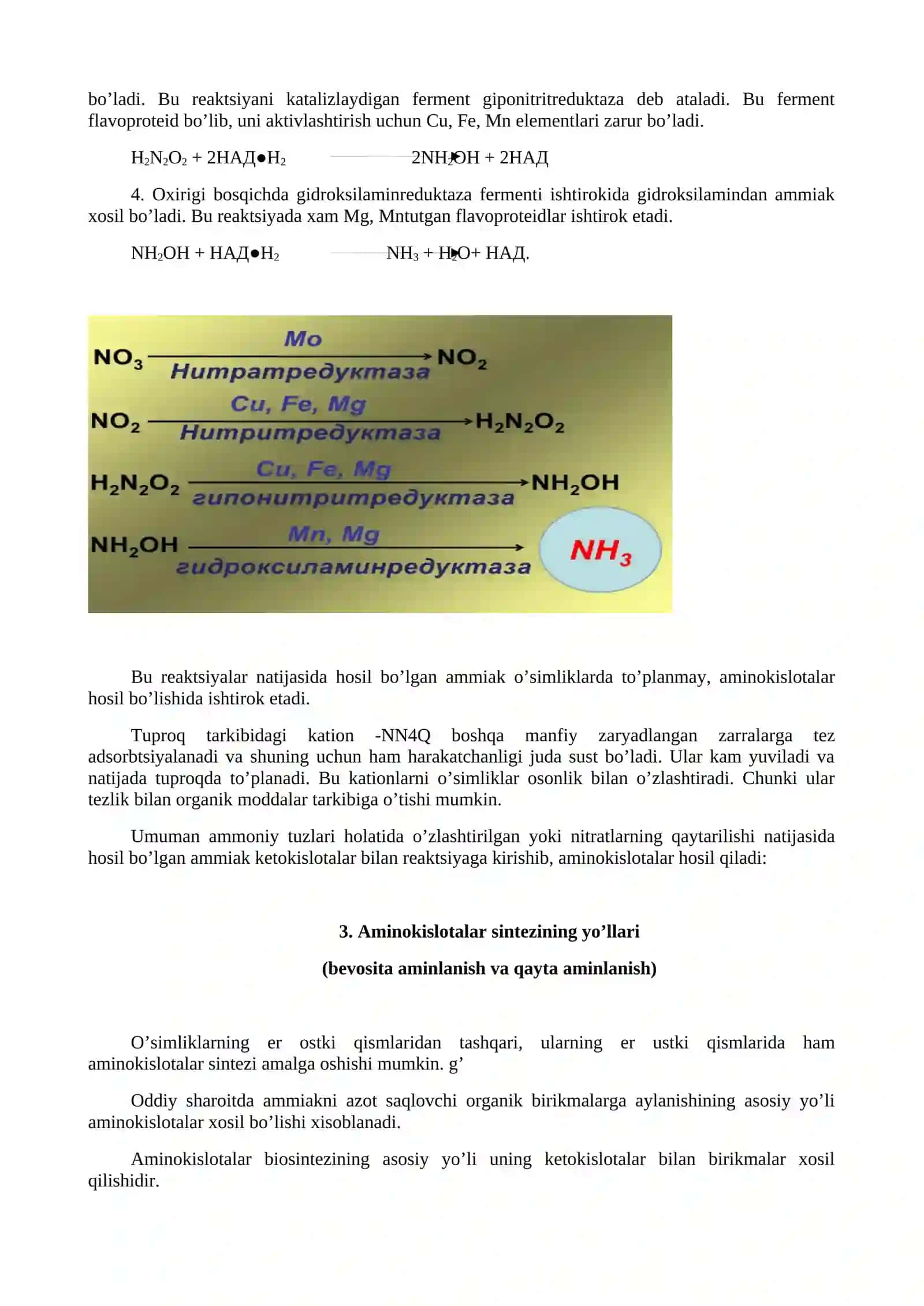NITRATLARNING O’ZLASHTIRILISHI VA AMINOKISLOTALAR SINTЕZI 3