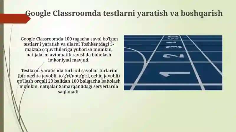 Atletika soʻrovlari va nazorat testlarini yaratuvchi dasturlar Google Clasroom 3