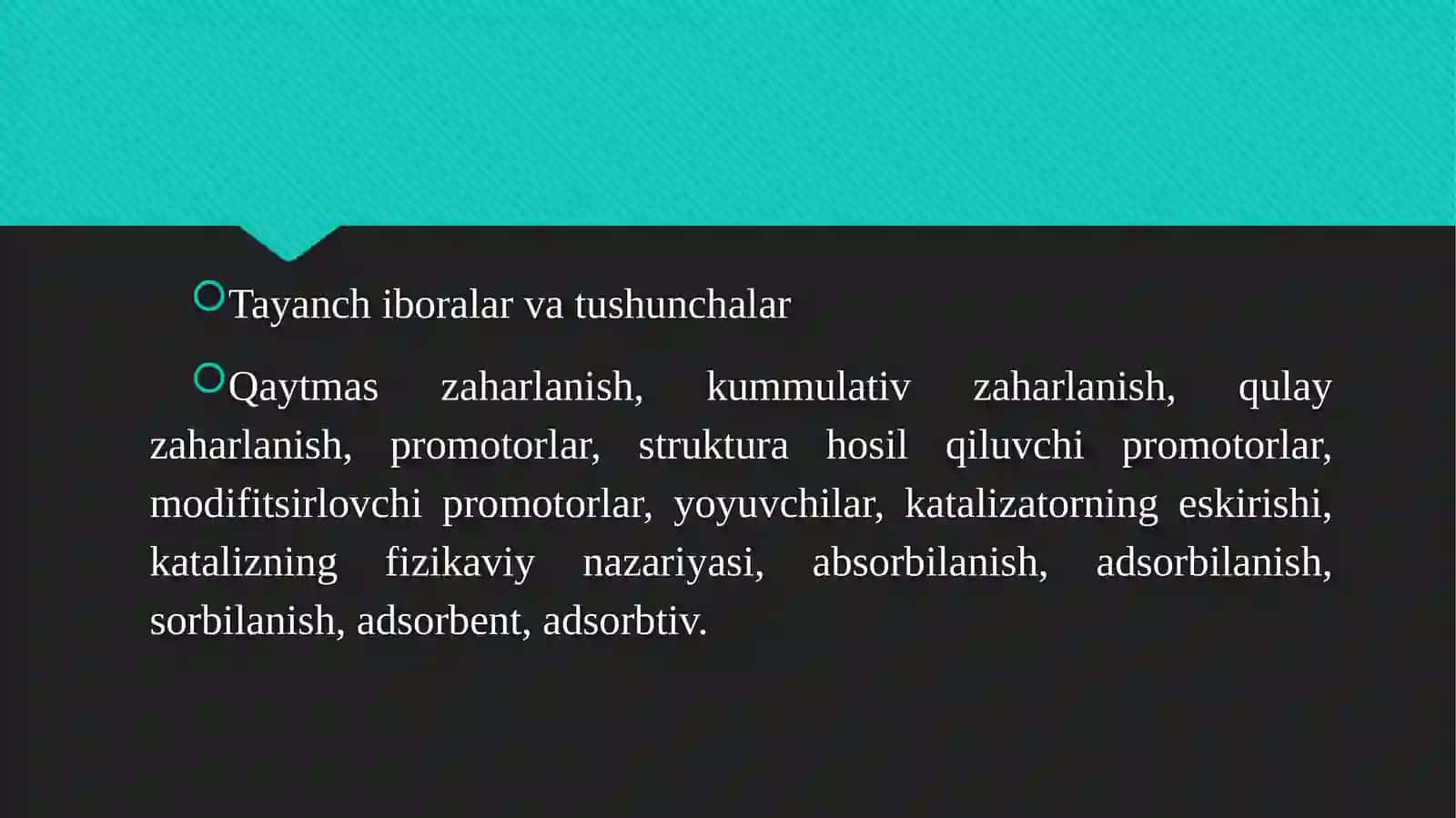 Geterogen kataliz. Gomogen katalizda faol markazlar 3