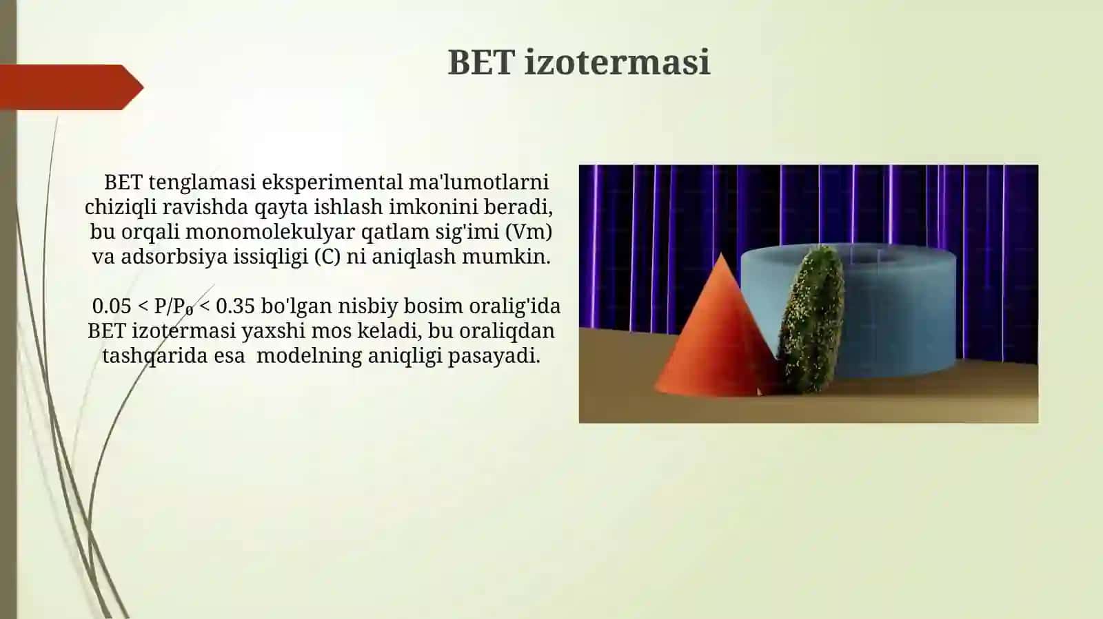 Suyuqliklarning qattiq modda sirtiga adsorbilanish izotermasi 3