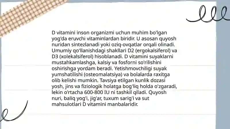 D vitamin haqida malumot 3