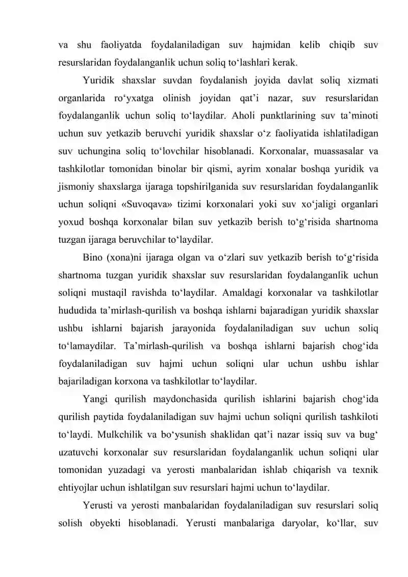 SUV RESURSLARIDAN FOYDALANGANLIK UCHUN SOLIQNI HISOBLAB CHIQARISH VA SOLIQ HISOBOTINI TAQDIM ETISH TARTIBI 3