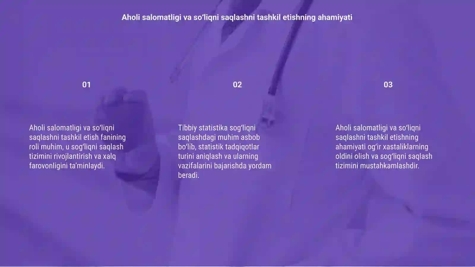 Aholi salomatligi va so‘liqni saqlashni tashkil etish fanining roli va asosiy vazifalari 3